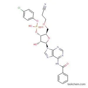 Molecular Structure of 78272-51-2 (3'-Adenylic acid, N-benzoyl-, 4-chlorophenyl 2-cyanoethyl ester)