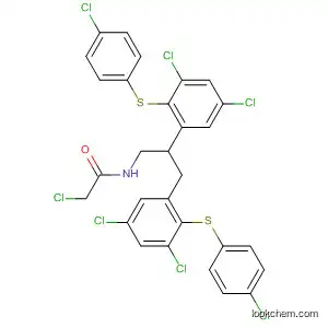 Molecular Structure of 79332-44-8 (Acetamide,
N-[2,3-bis[3,5-dichloro-2-[(4-chlorophenyl)thio]phenyl]propyl]-2-chloro-)
