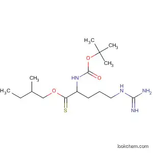 Molecular Structure of 79684-05-2 (Pentanethioic acid,
5-[(aminoiminomethyl)amino]-2-[[(1,1-dimethylethoxy)carbonyl]amino]-,
S-(2-methylbutyl) ester)
