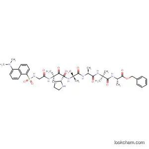 Molecular Structure of 80860-77-1 (L-Alanine,
N-[N-[N-[N-[1-[N-[N-[[5-(dimethylamino)-1-naphthalenyl]sulfonyl]glycyl]-2
-methylalanyl]-L-prolyl]-2-methylalanyl]-L-alanyl]-2-methylalanyl]-,
phenylmethyl ester)