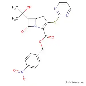 Molecular Structure of 84273-84-7 (1-Azabicyclo[3.2.0]hept-2-ene-2-carboxylic acid,
6-(1-hydroxy-1-methylethyl)-7-oxo-3-(2-pyrimidinylthio)-,
(4-nitrophenyl)methyl ester, cis-)