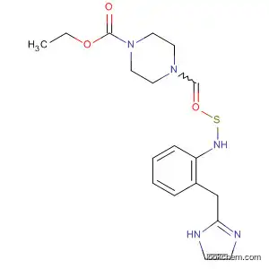 Molecular Structure of 87081-99-0 (1-Piperazinecarboxylic acid,
4-[[[2-(1H-imidazol-2-ylmethyl)phenyl]amino]thioxomethyl]-, ethyl ester)