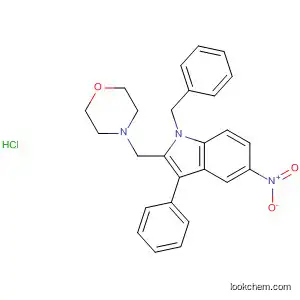 Molecular Structure of 89159-73-9 (1H-Indole, 2-(4-morpholinylmethyl)-5-nitro-3-phenyl-1-(phenylmethyl)-,
monohydrochloride)