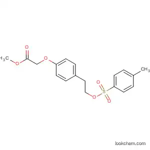 Molecular Structure of 90470-32-9 (Acetic acid, [4-[2-[[(4-methylphenyl)sulfonyl]oxy]ethyl]phenoxy]-, methyl
ester)
