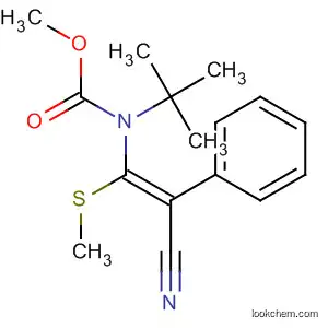 Molecular Structure of 90496-45-0 (Carbamic acid,
[2-cyano-1-(methylthio)-2-phenylethenyl](1,1-dimethylethyl)-, methyl
ester, (Z)-)