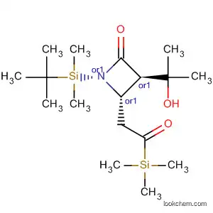 Molecular Structure of 90497-26-0 (2-Azetidinone,
1-[(1,1-dimethylethyl)dimethylsilyl]-3-(1-hydroxy-1-methylethyl)-4-[2-oxo-
2-(trimethylsilyl)ethyl]-, trans-)