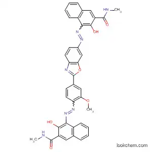 Molecular Structure of 90883-81-1 (2-Naphthalenecarboxamide,
3-hydroxy-4-[[4-[6-[[2-hydroxy-3-[(methylamino)carbonyl]-1-naphthalenyl]
azo]-2-benzoxazolyl]-2-methoxyphenyl]azo]-N-methyl-)