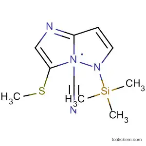 Molecular Structure of 91296-36-5 (Imidazo[1,2-b]pyrazole-7-carbonitrile, 6-(methylthio)(trimethylsilyl)-)
