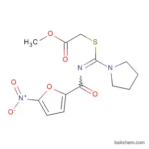Molecular Structure of 92082-52-5 (Acetic acid,
[[[[(5-nitro-2-furanyl)carbonyl]imino]-1-pyrrolidinylmethyl]thio]-, methyl
ester)