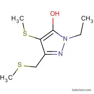 Molecular Structure of 92214-15-8 (1H-Pyrazol-5-ol, 1-ethyl-4-(methylthio)-3-[(methylthio)methyl]-)