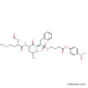 Molecular Structure of 92410-63-4 (L-Phenylalaninamide,
N-formyl-L-methionyl-L-leucyl-N-[4-(4-nitrophenoxy)-4-oxobutyl]-)
