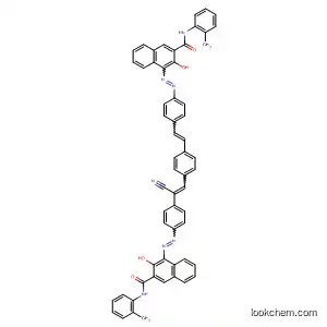 Molecular Structure of 92665-88-8 (2-Naphthalenecarboxamide,
4-[[4-[1-cyano-2-[4-[2-[4-[[2-hydroxy-3-[[(2-methylphenyl)amino]carbonyl]
-1-naphthalenyl]azo]phenyl]ethenyl]phenyl]ethenyl]phenyl]azo]-3-hydroxy-
N-(2-methylphenyl)-)