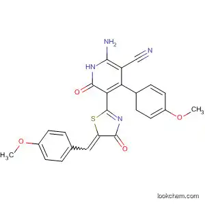 Molecular Structure of 93032-57-6 (3-Pyridinecarbonitrile,
2-amino-5-[4,5-dihydro-5-[(4-methoxyphenyl)methylene]-4-oxo-2-thiazol
yl]-1,6-dihydro-4-(4-methoxyphenyl)-6-oxo-)