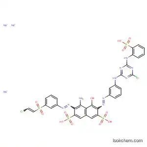 Molecular Structure of 93052-48-3 (2,7-Naphthalenedisulfonic acid,
4-amino-3-[[3-[(2-chloroethenyl)sulfonyl]phenyl]azo]-6-[[3-[[4-chloro-6-[(2
-sulfophenyl)amino]-1,3,5-triazin-2-yl]amino]phenyl]azo]-5-hydroxy-,
trisodium salt)