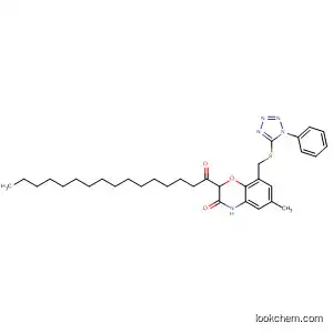 Molecular Structure of 93052-79-0 (2H-1,4-Benzoxazin-3(4H)-one,
6-methyl-2-(1-oxohexadecyl)-8-[[(1-phenyl-1H-tetrazol-5-yl)thio]methyl]-)