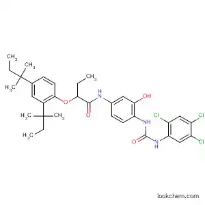 Molecular Structure of 95153-51-8 (Butanamide,
2-[2,4-bis(1,1-dimethylpropyl)phenoxy]-N-[3-hydroxy-4-[[[(2,4,5-trichloro
phenyl)amino]carbonyl]amino]phenyl]-)