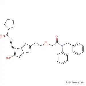 Molecular Structure of 95351-32-9 (Acetamide,
2-[2-[4-(3-cyclopentyl-3-oxo-1-propenyl)octahydro-5-hydroxy-2-pentalen
yl]ethoxy]-N-phenyl-N-(phenylmethyl)-)