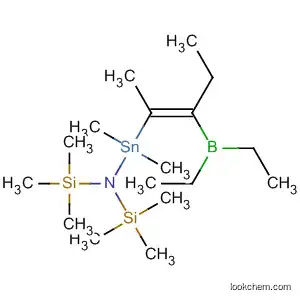 Molecular Structure of 101830-40-4 (Silanamine,
N-[[2-(diethylboryl)-1-methyl-1-butenyl]dimethylstannyl]-1,1,1-trimethyl-N
-(trimethylsilyl)-, (E)-)
