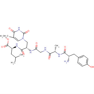 Molecular Structure of 103682-46-8 (L-Leucine,
N-[3-(3,4-dihydro-5-methyl-2,4-dioxo-1(2H)-pyrimidinyl)-N-[N-(N-L-tyros
yl-D-alanyl)glycyl]-L-alanyl]-, methyl ester)