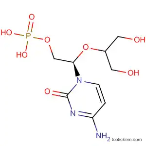 Molecular Structure of 103745-18-2 (2(1H)-Pyrimidinone,
4-amino-1-[1-[2-hydroxy-1-(hydroxymethyl)ethoxy]-2-(phosphonooxy)eth
yl]-, (R)-)