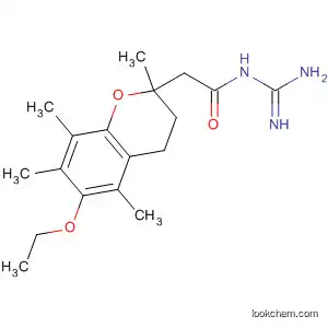 Molecular Structure of 106429-87-2 (2H-1-Benzopyran-2-acetamide,
N-(aminoiminomethyl)-6-ethoxy-3,4-dihydro-2,5,7,8-tetramethyl-)