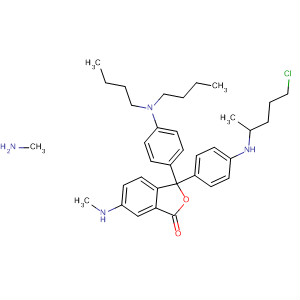 Molecular Structure of 107239-79-2 (1(3H)-Isobenzofuranone,
3-[4-[(3-chloropropyl)ethylamino]phenyl]-3-[4-(dibutylamino)phenyl]-6-(di
methylamino)-)