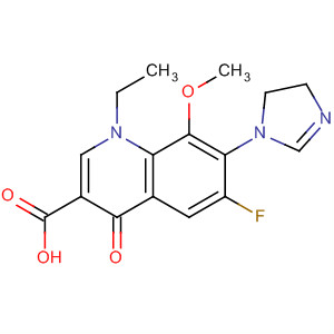Molecular Structure of 109687-29-8 (3-Quinolinecarboxylic acid,
1-ethyl-6-fluoro-1,4-dihydro-7-(1H-imidazol-1-yl)-8-methoxy-4-oxo-)