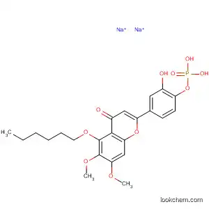 Molecular Structure of 111372-47-5 (4H-1-Benzopyran-4-one,
5-(hexyloxy)-2-[3-hydroxy-4-(phosphonooxy)phenyl]-6,7-dimethoxy-,
disodium salt)