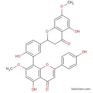 Molecular Structure of 111897-14-4 (4H-1-Benzopyran-4-one,
2,3-dihydro-5-hydroxy-2-[4-hydroxy-3-[5-hydroxy-2-(4-hydroxyphenyl)-7-
methoxy-4-oxo-4H-1-benzopyran-8-yl]phenyl]-7-methoxy-)