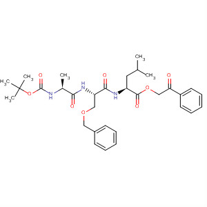 Molecular Structure of 111974-17-5 (L-Leucine,
N-[N-[N-[(1,1-dimethylethoxy)carbonyl]-L-alanyl]-O-(phenylmethyl)-L-seryl
]-, 2-oxo-2-phenylethyl ester)