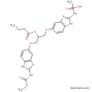 Molecular Structure of 111992-27-9 (Butanoic acid,
2-[[2-[(methoxycarbonyl)amino]-1H-benzimidazol-5-yl]oxy]-1-[[[2-[(meth
oxycarbonyl)amino]-1H-benzimidazol-5-yl]oxy]methyl]ethyl ester)