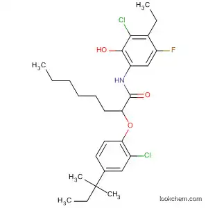 Molecular Structure of 111992-99-5 (Octanamide,
2-[2-chloro-4-(1,1-dimethylpropyl)phenoxy]-N-(3-chloro-4-ethyl-5-fluoro-
2-hydroxyphenyl)-)