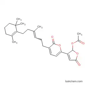 Molecular Structure of 112294-77-6 (2H-Pyran-2-one,
6-[2-(acetyloxy)-2,5-dihydro-5-oxo-3-furanyl]-5,6-dihydro-3-[4-methyl-6-(
2,6,6-trimethyl-1-cyclohexen-1-yl)-3-hexenyl]-)