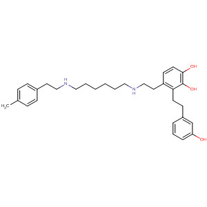 Molecular Structure of 112430-95-2 (1,2-Benzenediol,
3-[2-(3-hydroxyphenyl)ethyl]-4-[2-[[6-[[2-(4-methylphenyl)ethyl]amino]hex
yl]amino]ethyl]-)