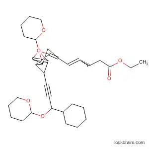Molecular Structure of 112495-57-5 (4-Pentenoic acid,
5-[6-[3-cyclohexyl-3-[(tetrahydro-2H-pyran-2-yl)oxy]-1-propynyl]-1,3a,4,5
,6,6a-hexahydro-5-[(tetrahydro-2H-pyran-2-yl)oxy]-2-pentalenyl]-, ethyl
ester)