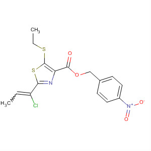 Molecular Structure of 112563-87-8 (4-Thiazolecarboxylic acid, 2-(1-chloro-1-propenyl)-5-(ethylthio)-,
(4-nitrophenyl)methyl ester, (Z)-)