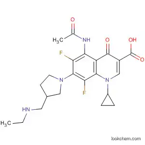 Molecular Structure of 112655-02-4 (3-Quinolinecarboxylic acid,
5-(acetylamino)-1-cyclopropyl-7-[3-[(ethylamino)methyl]-1-pyrrolidinyl]-6,
8-difluoro-1,4-dihydro-4-oxo-)