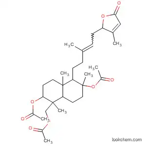 Molecular Structure of 112663-89-5 (2(5H)-Furanone,
5-[5-[2,6-bis(acetyloxy)-5-[(acetyloxy)methyl]decahydro-2,5,8a-trimethyl-
1-naphthalenyl]-3-methyl-2-pentenyl]-4-methyl-)