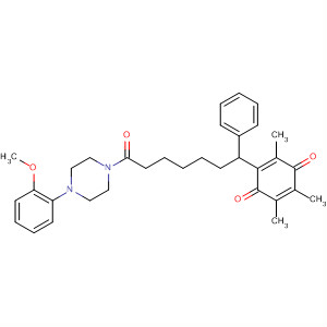 Molecular Structure of 112665-16-4 (Piperazine,
1-(2-methoxyphenyl)-4-[1-oxo-7-phenyl-7-(2,4,5-trimethyl-3,6-dioxo-1,4-
cyclohexadien-1-yl)heptyl]-)