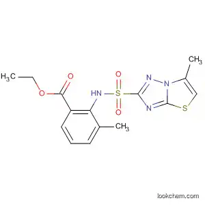 Molecular Structure of 112728-41-3 (Benzoic acid,
3-methyl-2-[[(6-methylthiazolo[3,2-b][1,2,4]triazol-2-yl)sulfonyl]amino]-,
ethyl ester)
