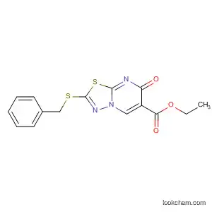 Molecular Structure of 112734-80-2 (5H-1,3,4-Thiadiazolo[3,2-a]pyrimidine-6-carboxylic acid,
5-oxo-2-[(phenylmethyl)thio]-, ethyl ester)