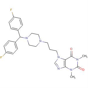 Molecular Structure of 113104-33-9 (1H-Purine-2,6-dione,
7-[3-[4-[bis(4-fluorophenyl)methyl]-1-piperazinyl]propyl]-3,7-dihydro-1,3-
dimethyl-)