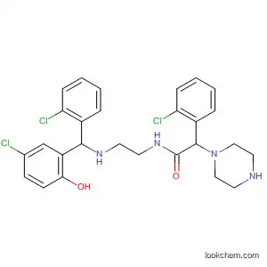 Molecular Structure of 113259-55-5 (1-Piperazineacetamide,
N-[2-[[(5-chloro-2-hydroxyphenyl)(2-chlorophenyl)methyl]amino]ethyl]-4-(
3-chlorophenyl)-)