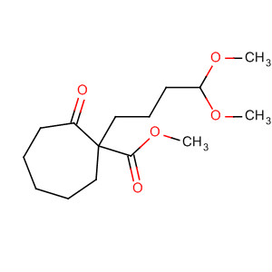 Molecular Structure of 113375-84-1 (Cycloheptanecarboxylic acid, 1-(4,4-dimethoxybutyl)-2-oxo-, methyl
ester)