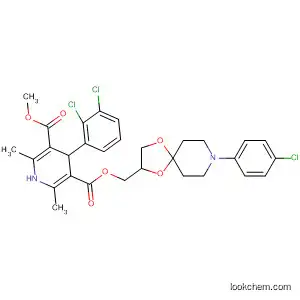 Molecular Structure of 113759-53-8 (3,5-Pyridinedicarboxylic acid,
4-(2,3-dichlorophenyl)-1,4-dihydro-2,6-dimethyl-,
[8-(4-chlorophenyl)-1,4-dioxa-8-azaspiro[4.5]dec-2-yl]methyl methyl
ester)
