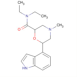 Molecular Structure of 113760-33-1 (2-Morpholinecarboxamide, N,N-diethyl-6-(1H-indol-4-yl)-4-methyl-)