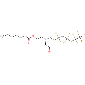 Molecular Structure of 113760-50-2 (Heptanoic acid,
2-[(2-hydroxyethyl)(3,3,5,5,7,7,8,8,8-nonafluorooctyl)amino]ethyl ester)