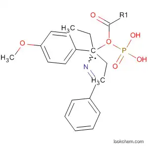 Molecular Structure of 114081-75-3 (Phosphonic acid, [(4-methoxyphenyl)[(phenylmethylene)amino]methyl]-,
diethyl ester)