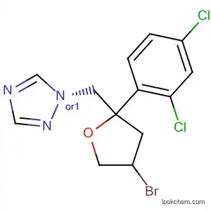 Molecular Structure of 114544-81-9 (1H-1,2,4-Triazole,
1-[[4-bromo-2-(2,4-dichlorophenyl)tetrahydro-2-furanyl]methyl]-, trans-)