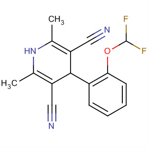 Molecular Structure of 100507-49-1 (3,5-Pyridinedicarbonitrile,
4-[2-(difluoromethoxy)phenyl]-1,4-dihydro-2,6-dimethyl-)